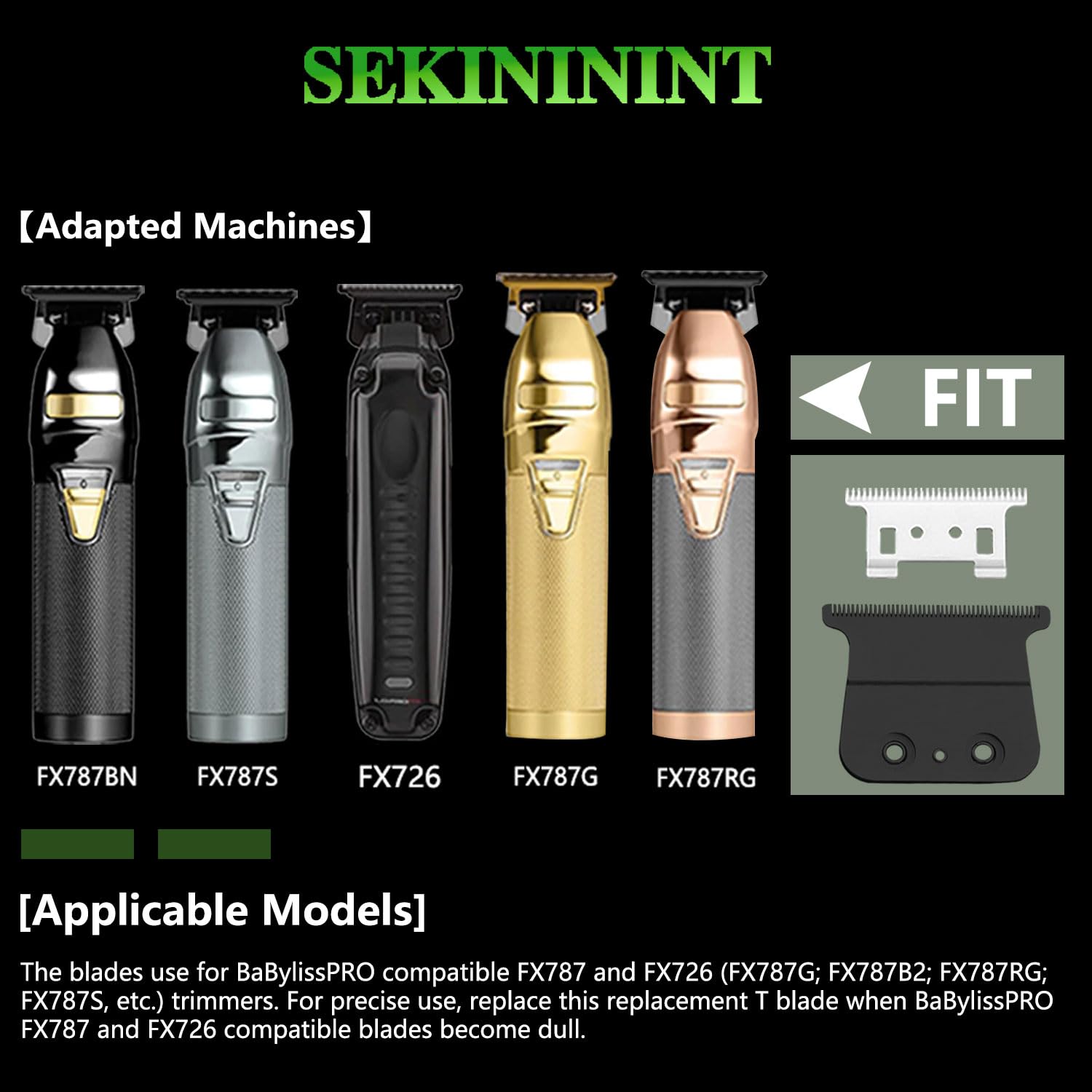 FX707 Premium Replacement Trimmer Blade Compatible with BaByliss PRO FX787, FX726, LoPROFX, and Barberology Trimmers (Black) - Image 2