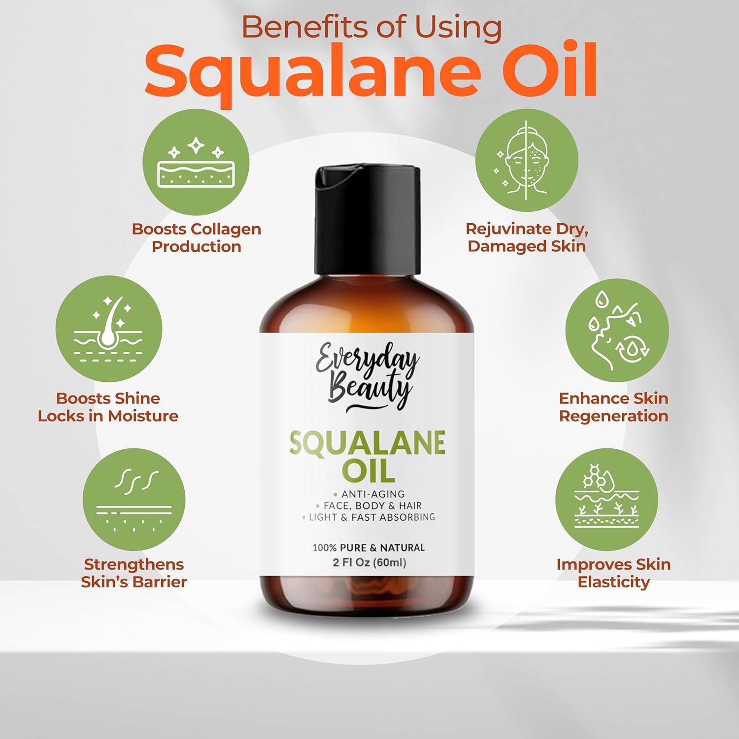 Squalane Oil - 100% Pure & Natural Plant Derived Facial Oil 2 Fl Oz - Cold Pressed and Unrefined Premium Grade Multipurpose Moisturizing Oil for Skin and Hair - Image 4