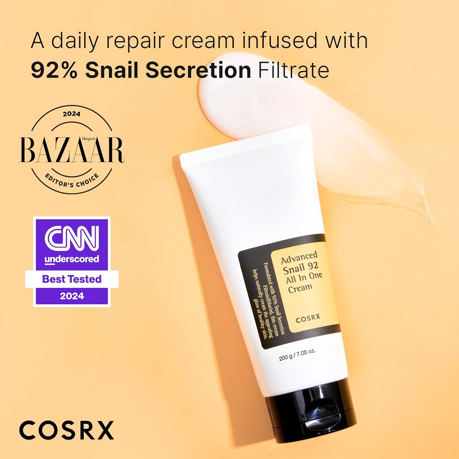 COSRX Snail Mucin 92% Moisturizer, Daily Repair Face Gel Cream Tube Type for Dry, Sensitive Skin, Not Tested on Animals, No Parabens, No Sulfates, No Phthalates, Korean Skin Care (3.52 Fl Oz / 100g) - Image 2