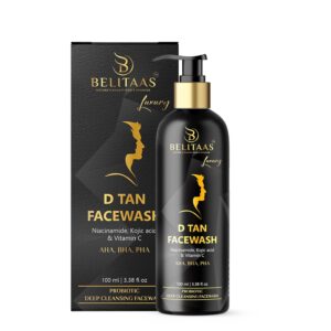 Belitaas Luxury D Tan Face Wash with Kojic Acid, AHA, BHA & PHA – 100 ml