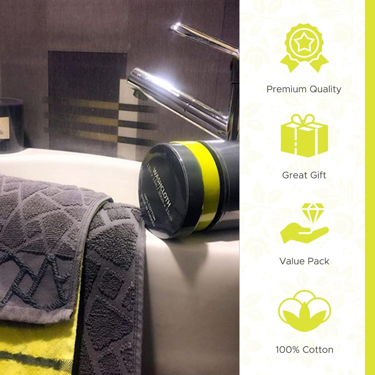 Bathroom Gift Set - Luxury Beauty & Personal Care Bath Kit of 5 - Bath Set Includes 100% Cotton Hand Towel, Fingertip Towel, Wash Cloth, French Vanilla Scented Candle & Jasmine Soap Bar - Image 5