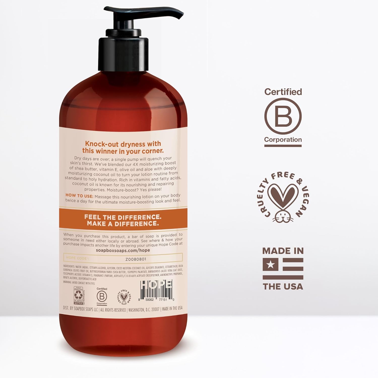 Soapbox Moisturizing Body Lotion, Coconut Milk & Sandalwood with Aloe and Shea Butter, Pack of 3 Hand Lotion Bottles, Vegan Skin Care Products, Moisturizer for Dry Skin, 3 Pack, 16oz Each - Image 3