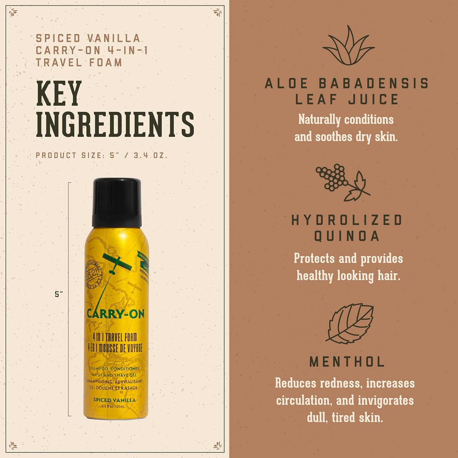 18.21 Man Made Carry On 4-in-1 Travel Foam, Shampoo, Conditioner, Wash & Shave, Carry-On Friendly, 3.4 fl. oz - Image 3