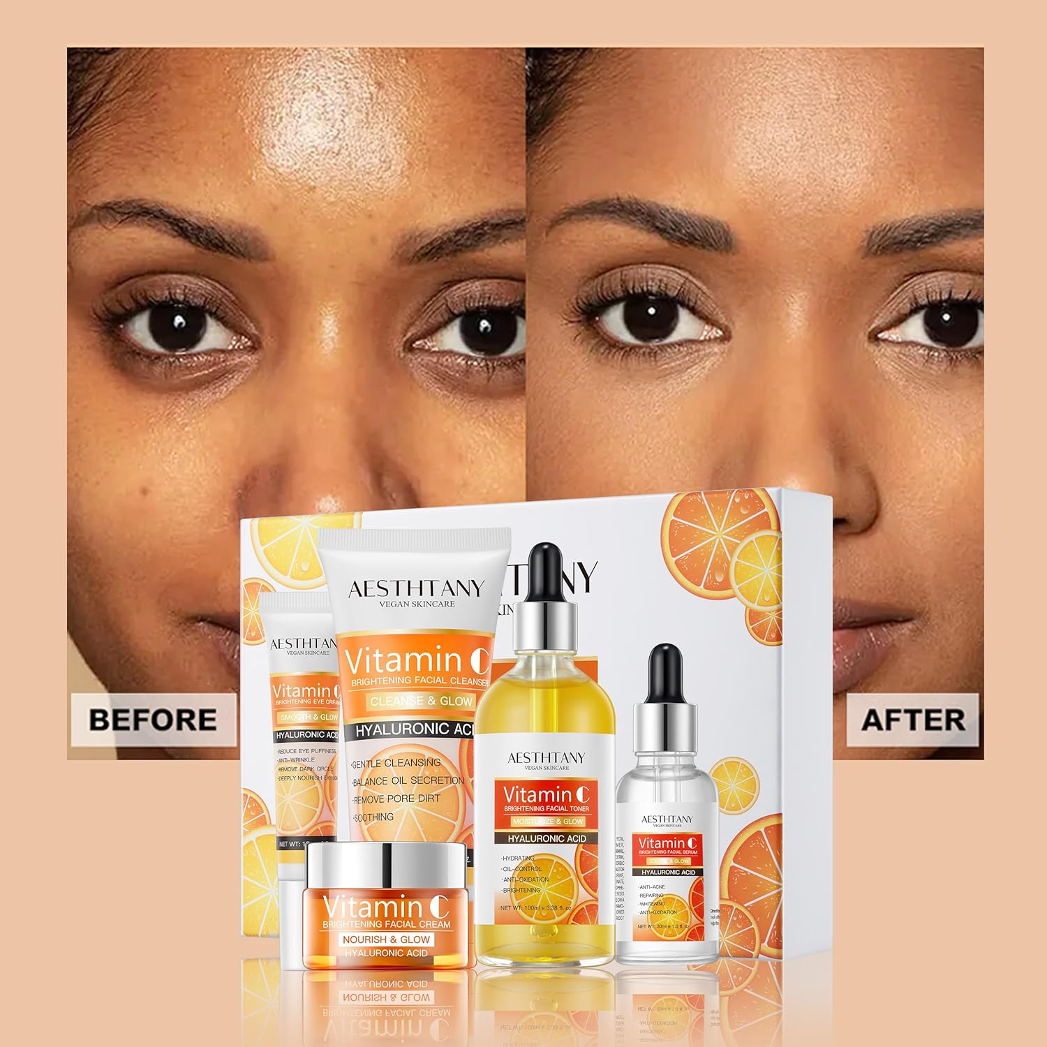 Vitamin C Skin Care Set Moisturizing Hyaluronic Acid Skin Care Kit 5PCS For Women Beauty Set Gift Set - Image 6