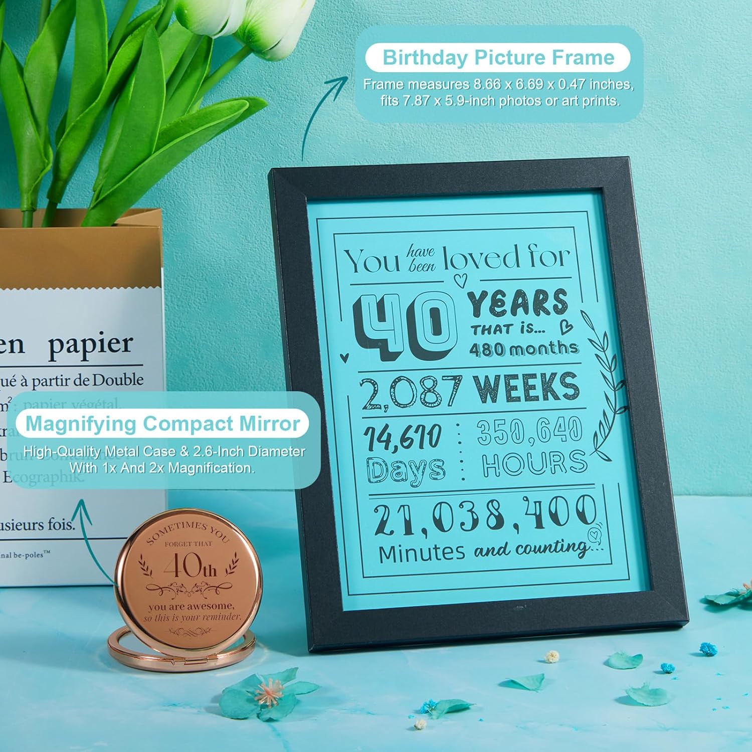 40th Birthday Gifts for Women – Luxury Spa Gift Basket with Tumbler, Candle, Bath Bombs, Socks & More – Self Care Set for Wife, Mom, Sister, Friends – 12 PCS Relaxation Gifts Box - Image 3