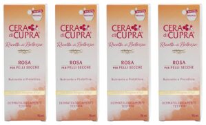 “Rosa per Pelli Secche” Cream for Dry Skin, Anti-age Formula – 2.5 Fluid Ounces (75ml) Tubes (Pack of 4) [ Italian Import ]