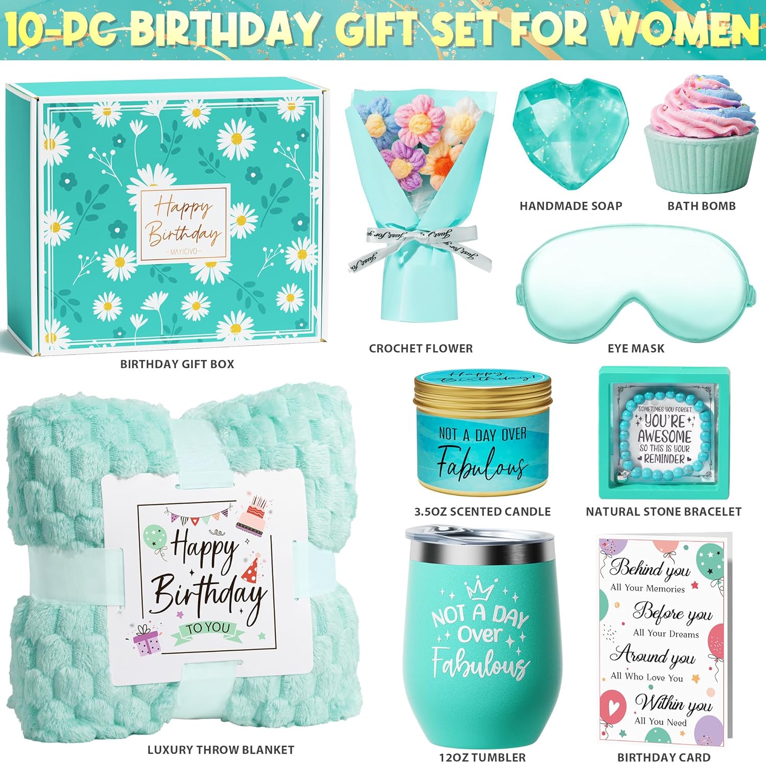 Birthday Gifts for Women Friendship, Unique Happy Birthday Gifts Basket for Mom Her Best Friend Sister Wife Girlfriend Coworker, Luxury Self Care Box Ocean Relaxing Spa Gifts Set for Women w/ Blanket - Image 2
