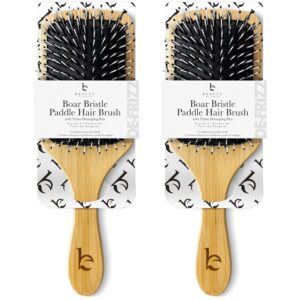 Beauty by Earth Boar Bristle Brush – Premium Paddle Brush for Fine, Thick, and Thinning Hair for Men and Women