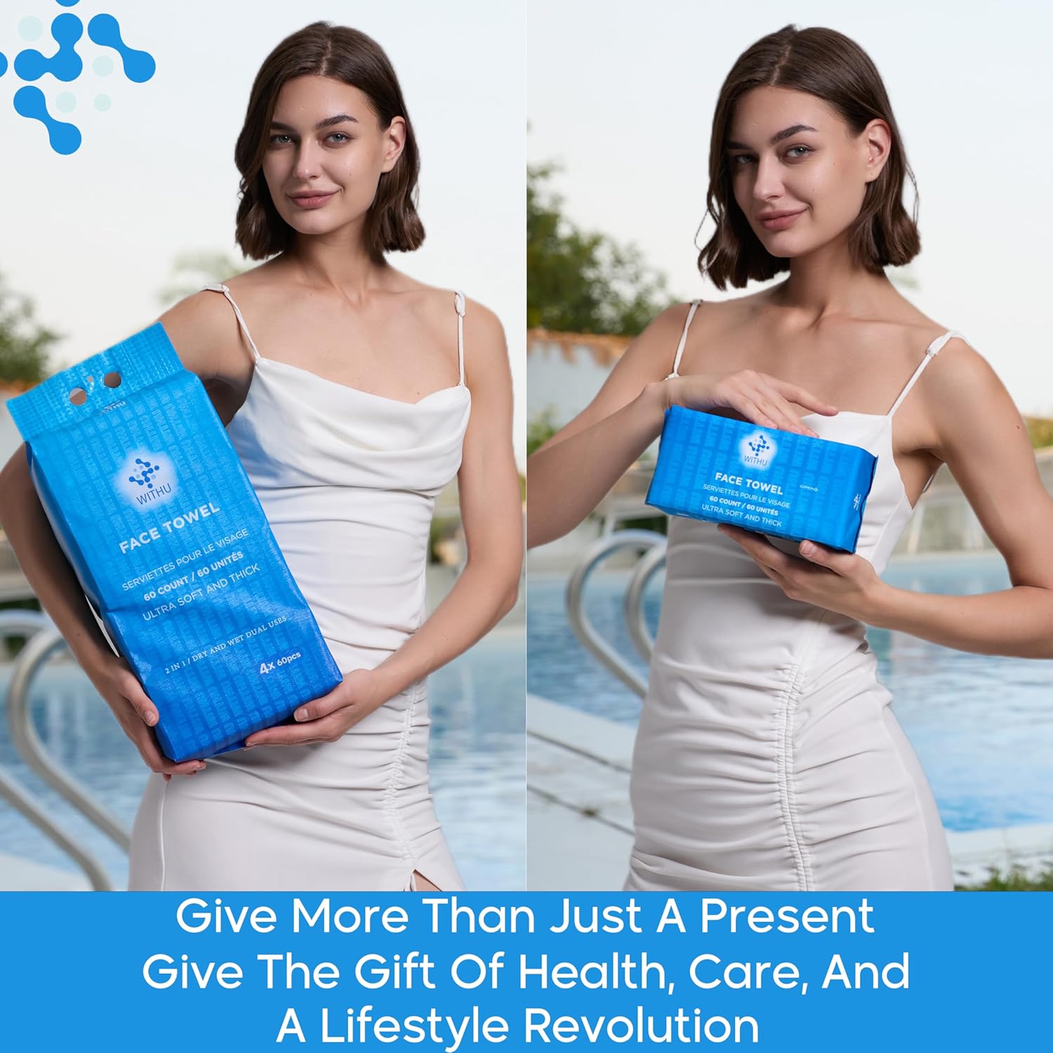 WITHU travel disposable face towels,face towelettes disposable,Ultra Soft Biodegradable Makeup Remover Wipes, facial wipes Facial Cleansing, Multi-Use Dry Washcloths for All Skin Types/Travel 20 Ct - Image 8