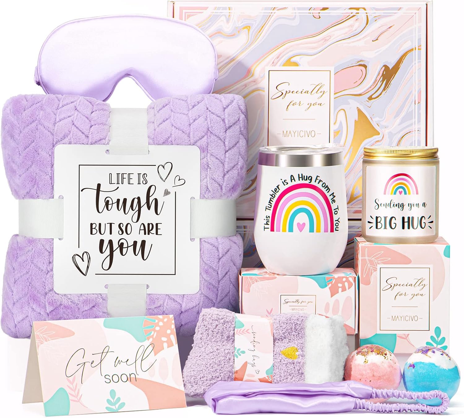 Get Well Soon Gifts for Women, Inspirational Birthday Gifts for Women, Self Care Package Get Well Gift Baskets for Friends After Surgery, Sympathy Thinking of you Gifts, Feel Better Cancer Care Gifts