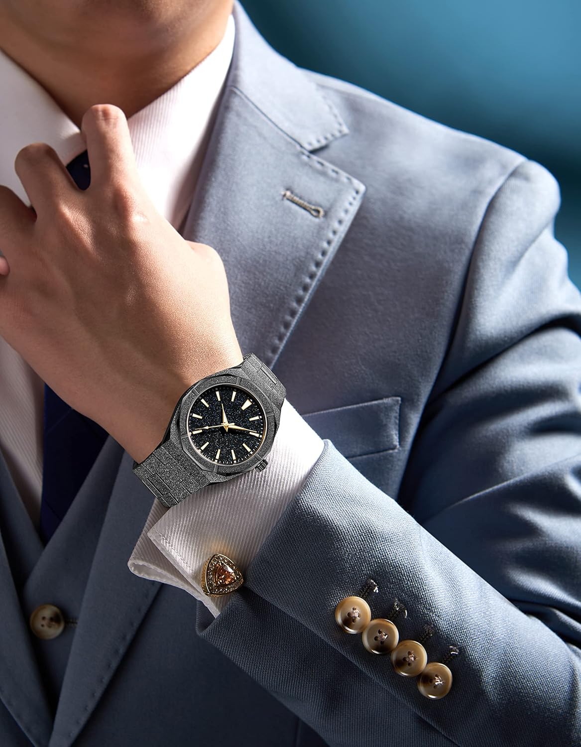 Gosasa Top Brand Luxury Watch for Men Starry Sky Fashion Mens Watches Stainless Steel High-Grade Frosted Watch Luminous Japan Quartz Stylish Waterproof Male Wristwatch - Image 4