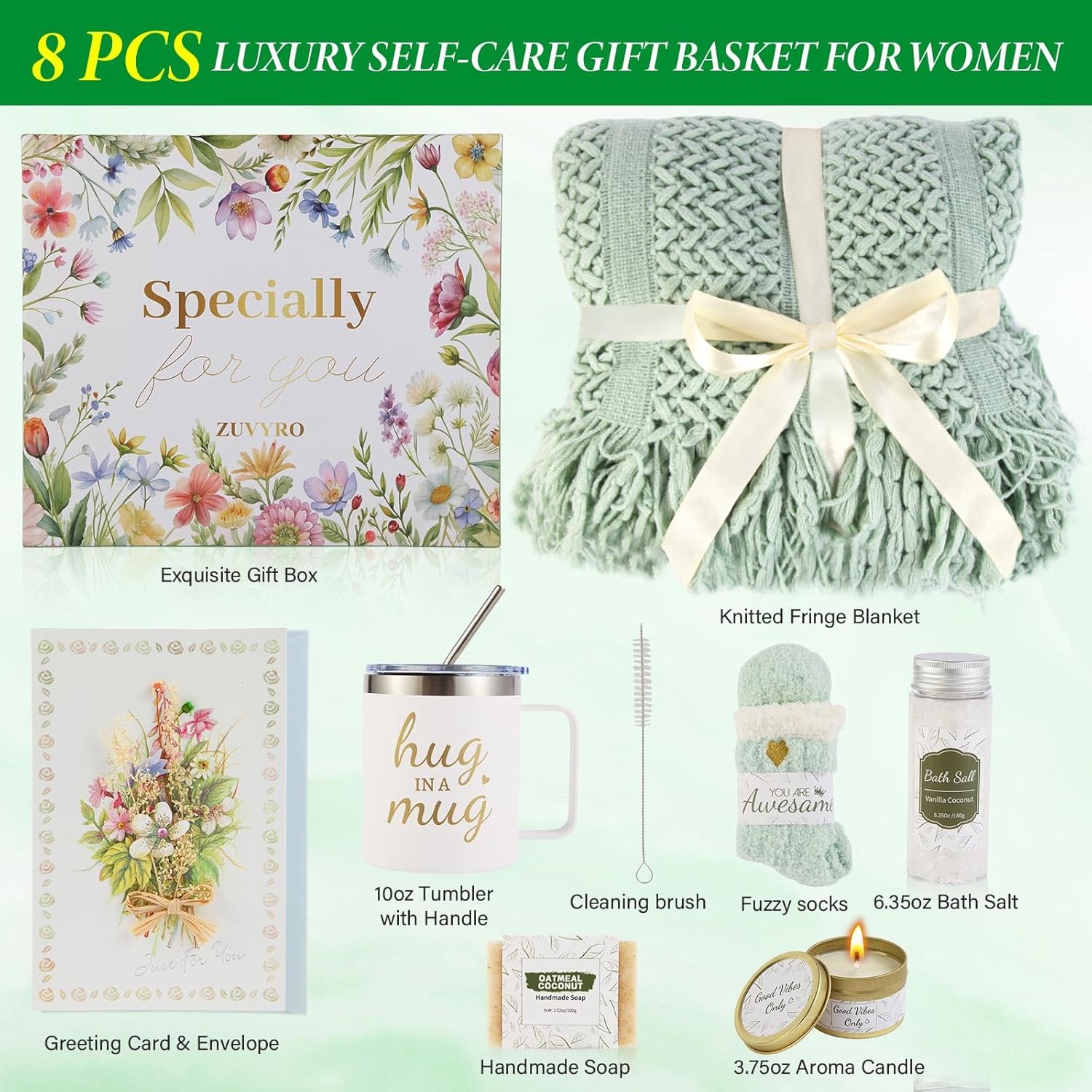 Self Care Gifts for women, Birthday Gifts Get Well Soon Set W/Luxury Blanket for Women Care Package, Mothers Day Spa Sympathy Gift Baskets for Mom Her Wife Friend Grandma - Image 2