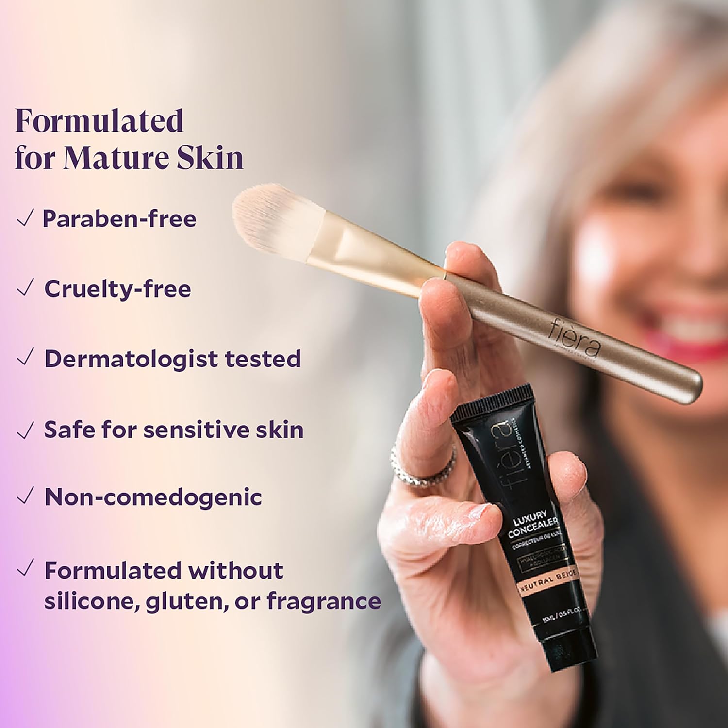 Fièra Luxury Concealer & Foundation with Anti-Aging Ingredients - Full Coverage for Dark Circles, Wrinkles, Fine Lines, and Spots, All-Day Wear For Mature Skin - Bisque, 0.5 FL. OZ. / 15 ML - Image 7