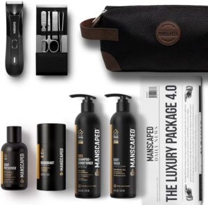 MANSCAPED® The Luxury Package 4.0 Includes: The Lawn Mower® 4.0 Electric Trimmer, The Shears 2.0 Nail Kit, Crop Preserver™, Deodorant, Body Wash, 2-IN-1 Shampoo & Conditioner, The Shed toiletry bag