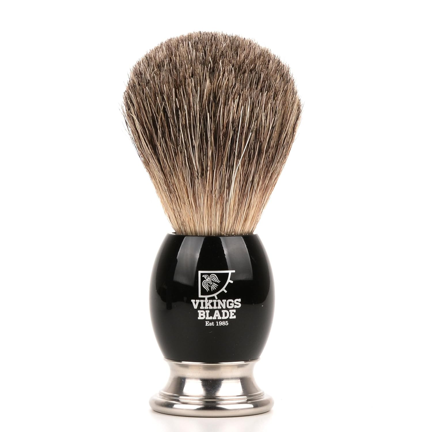 Luxury Shaving Brush for Men by VIKINGS BLADE, Ultra Heavy Acrylic & 316L Steel Handle, Super Strong Knot Backbone, Minimal Shedding, Fast Lather, Extremely Smooth & Plush on Skin (Dark Stallion) - Image 7