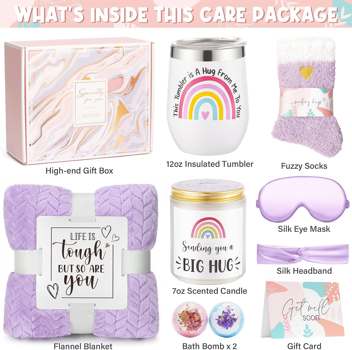 Get Well Soon Gifts for Women, Inspirational Birthday Gifts for Women, Self Care Package Get Well Gift Baskets for Friends After Surgery, Sympathy Thinking of you Gifts, Feel Better Cancer Care Gifts - Image 3