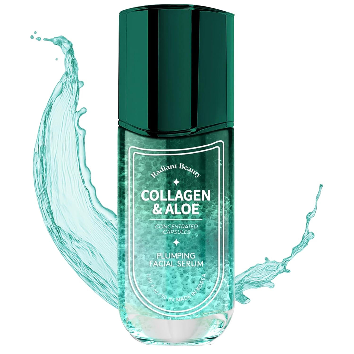 Collagen & Aloe Facial Serum - Anti-Aging, Plumping, Hydrating - Reduces Fine Lines & Wrinkles, Combats Dark Spots - Dermatologist Tested, Korean Skin Care - 1.69 FL.OZ.