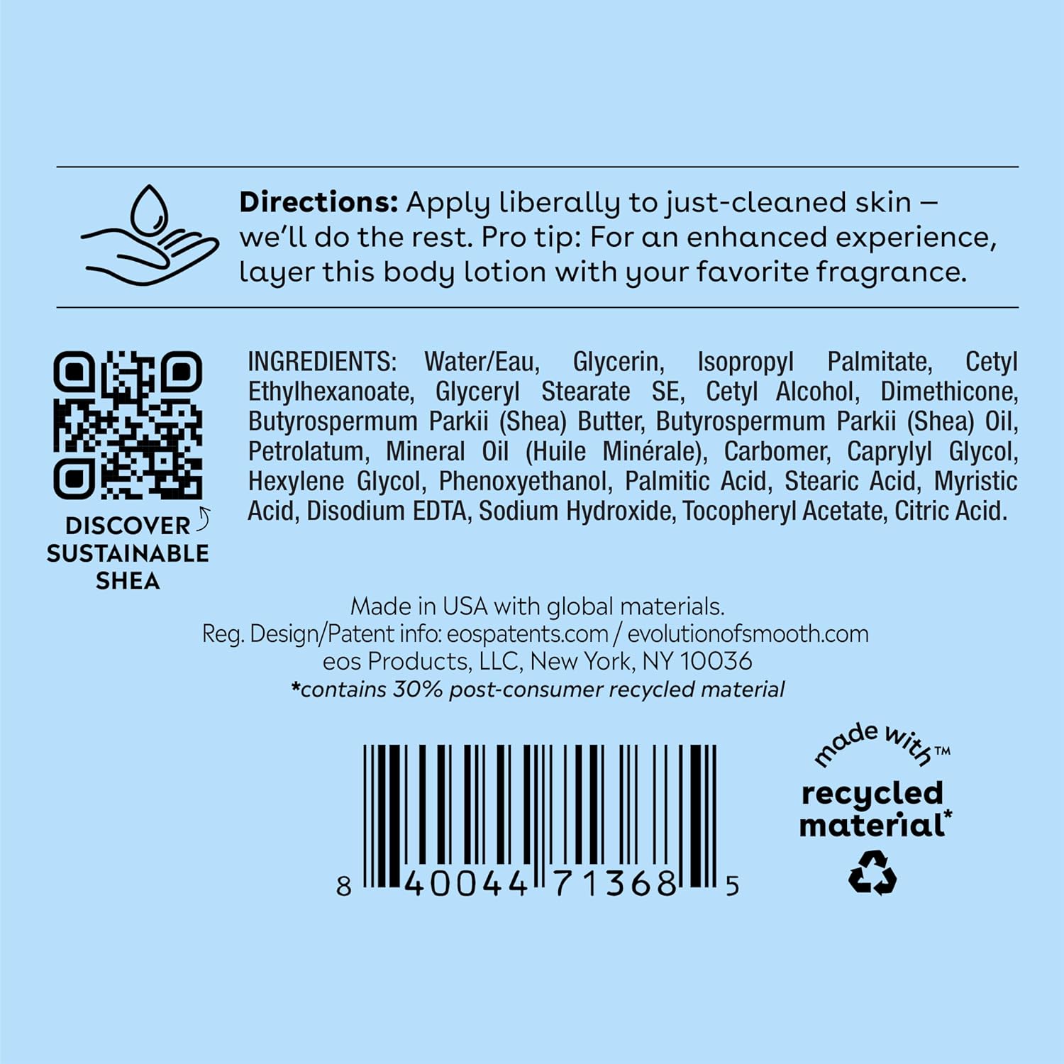 eos Shea Better Body Lotion Fragrance Free, 24-Hour Hydration Skin Care, Lightweight & Non-Greasy, Natural Shea, Vegan, Unscented Body Lotion, 16 fl oz - Image 9