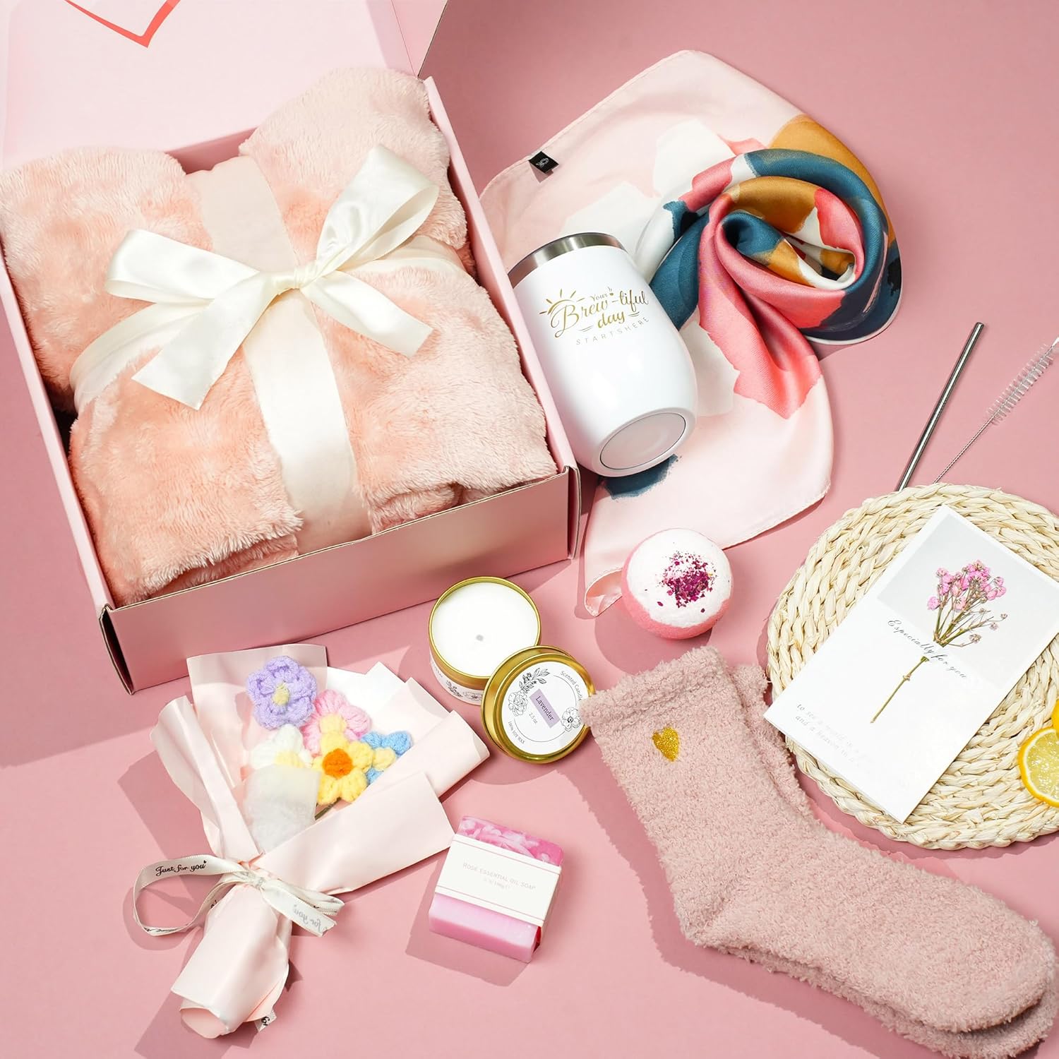 Get Well Soon Gift Baskets for Women - 12pcs Feel Better Gifts for Women, Thinking of You Care Package for Her After Surgery, Recovery Gift Box with Cozy Blanket - Image 3