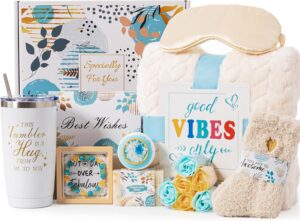 Birthday Gifts Basket for Women,Get Well Soon Thinking of You Gifts Relaxing Spa Gifts Self Care Package Box w/ Luxury Blanket,Unique Mothers Day Gifts for Mom Her Best Friend Sister Wife Grandma