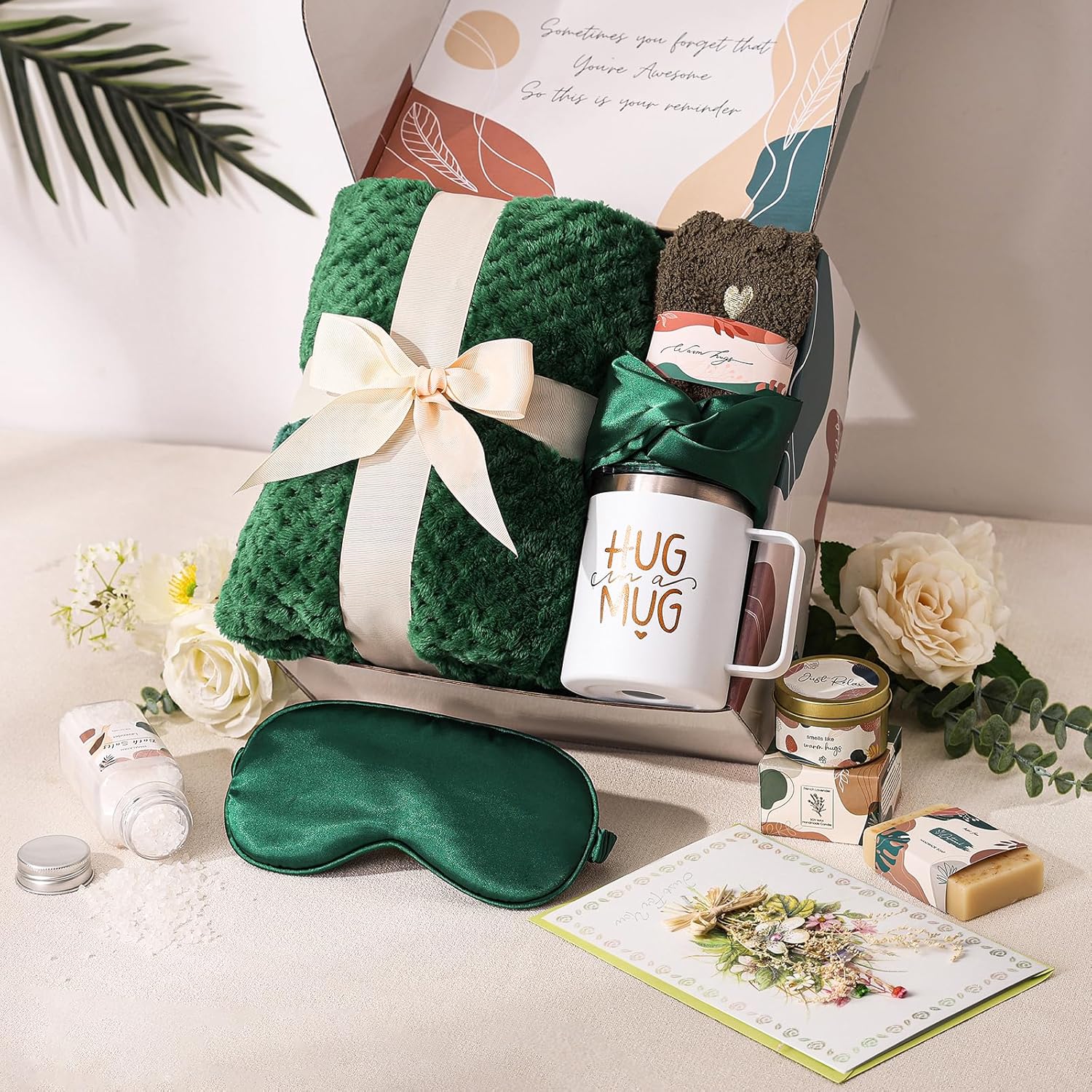 Self Care Gift Basket for Women Birthday Relaxing Spa Set Gifts with Luxury Flannel Blanket Sympathy Care Package Get Well Soon Thinking of You for Mom Wife Sister Best Friend Grandma - Image 8