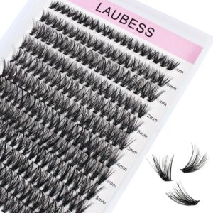 Cluster Eyelash Extensions Mixed LAUBESS Eyelash Clusters 40D Lash Clusters DIY Lash Extension Individual Lashes Natural Cluster Lashes Eyelash Extension (40D-0.07D-8-14mm), Black