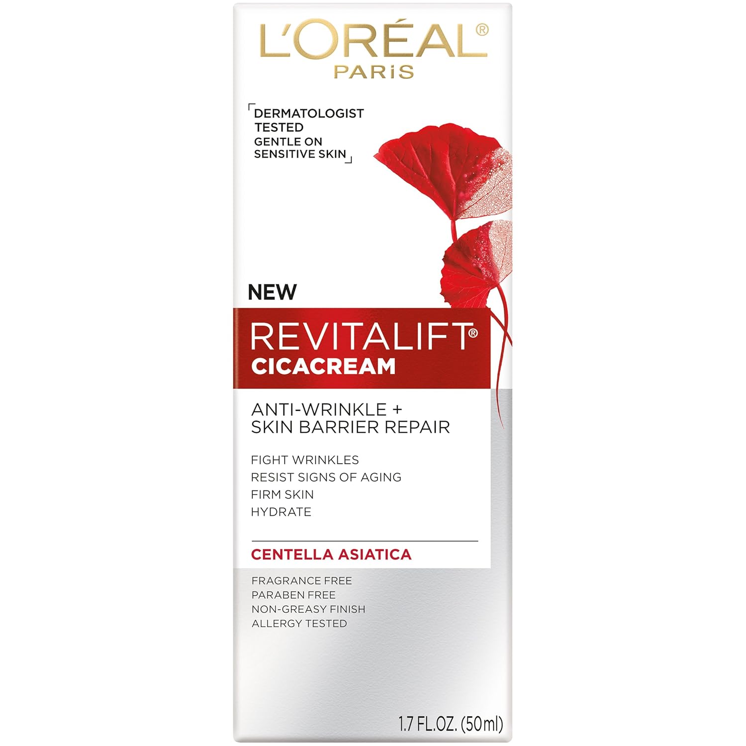 L'Oreal Paris Revitalift Cicacream Anti-Aging Face Moisturizer with Centella Asiatica for Anti-Wrinkle and Skin Barrier Repair, Fragrance Free, Paraben Free, 1.7 fl; oz. - Image 3
