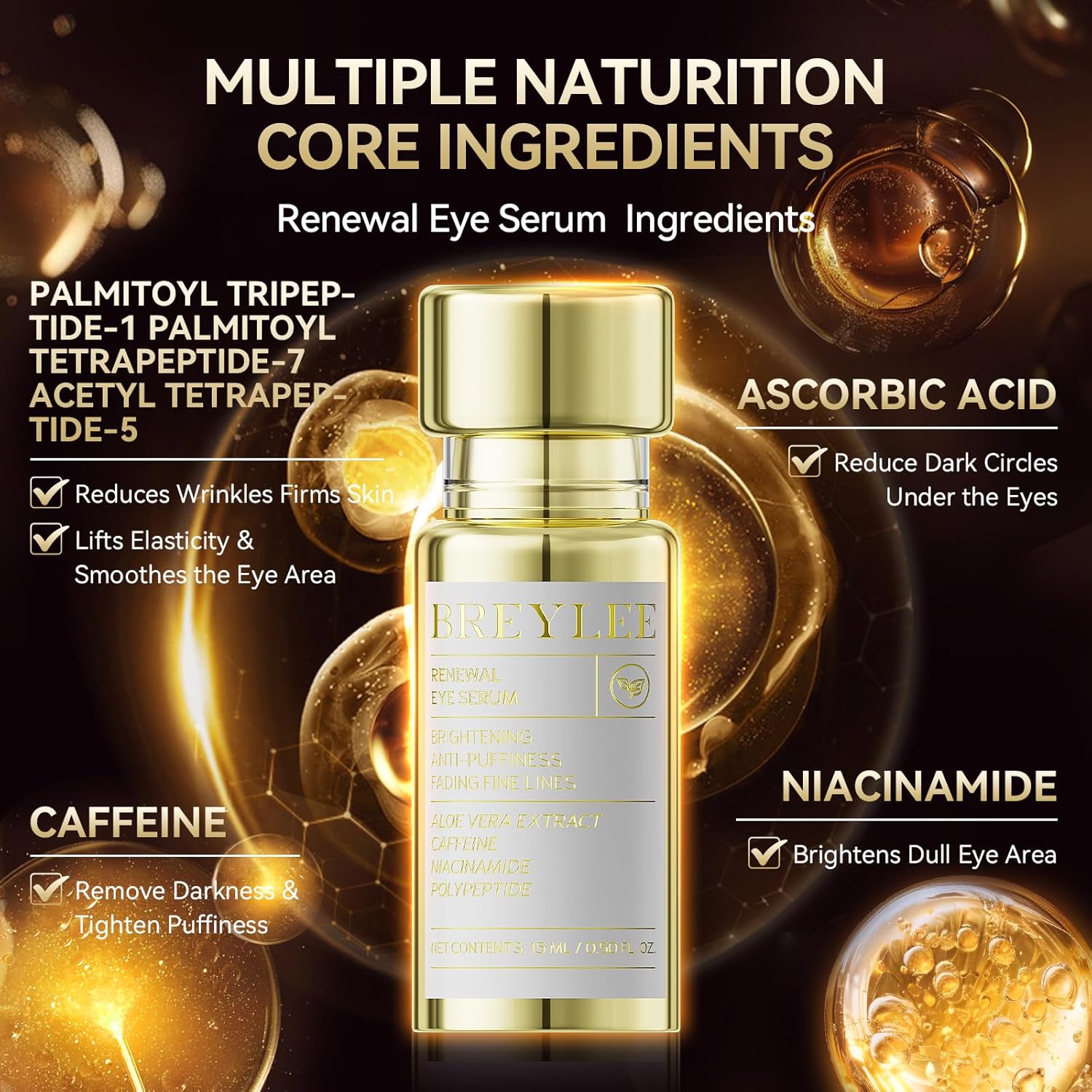 BREYLEE Renewal Care Kit with Aloe Vera Eye Masks – 60 Pcs & Renewing Serum, Under Eye Patches For Puffy Eyes,Hydrates, Improves And Firms The Eye Area, Suitable For Both Women And Men - Image 5