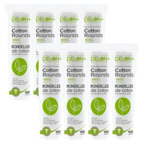 Delon Premium Dual-Sided Cotton Rounds, 100 Count (Pack of 1) – Lint-Free, Hypoallergenic, 100% Cotton Pads for Makeup, Skincare & Nails – Made in Canada