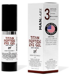 Titan Peptide Cooling Eye Gel – Mens Eye Cream – Anti-Aging Bags & Dark Circle – Eye Bags Treatment for Men – High Potency – Puffy Eyes Treatment for Men – Peptides, HA, DMAE, MSM – Unscented
