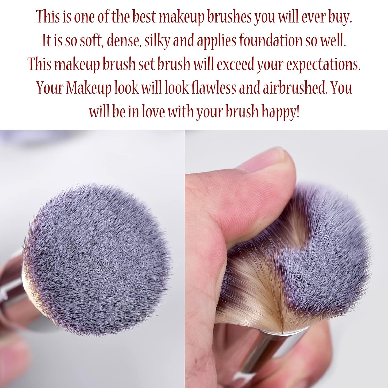 Bueart Design 16Pcs Ultra soft Essential Makeup Brushes set Professional makeup brush set with Premium vegan Hair for Foundation concealer eyeshadow face Contour Blush (16Pcs Pearl Black) - Image 7