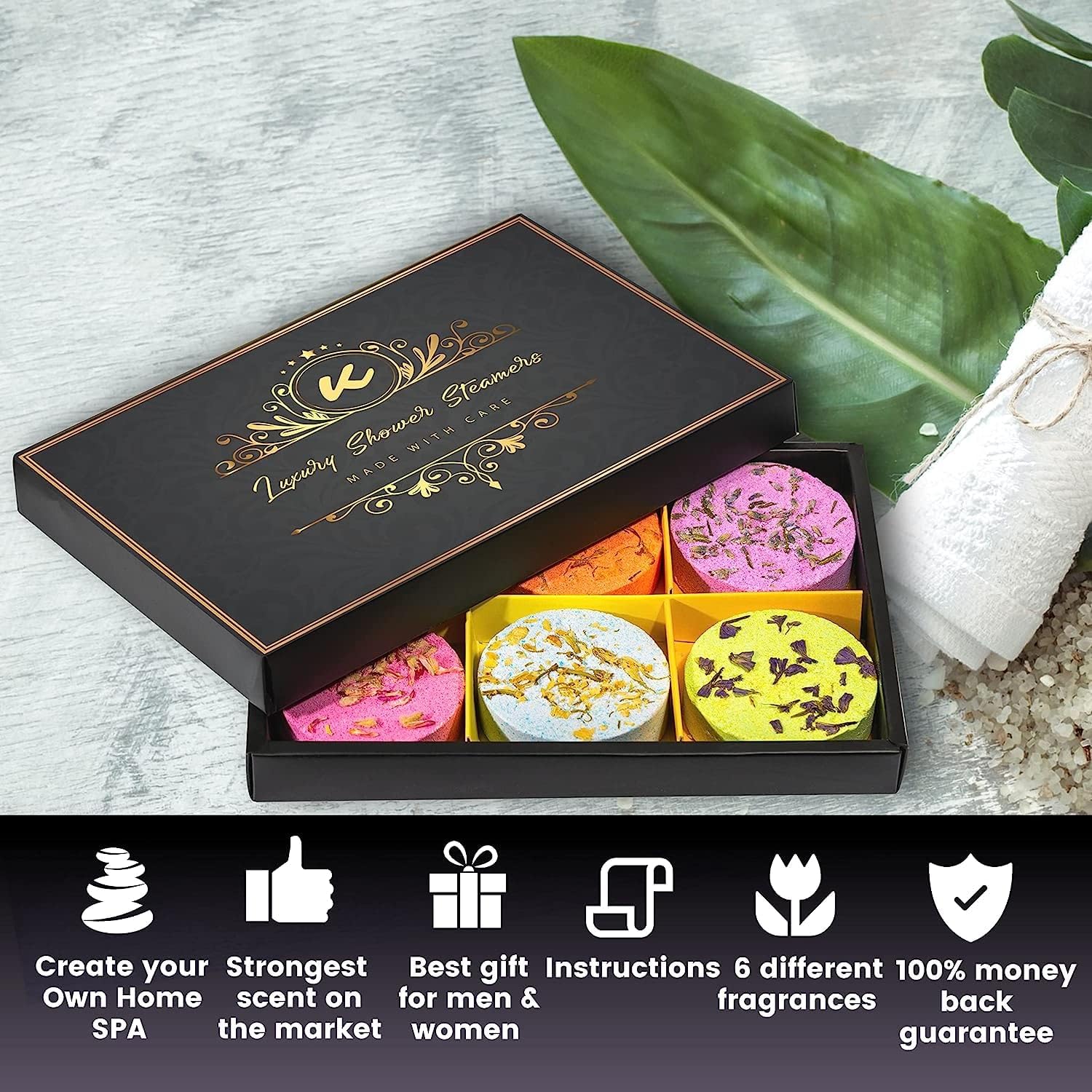 Luxury Shower Steamers Set - Gift for Men - Women Birthday Present - Home SPA Essentials Moisturizing Skin Aromatherapy Lavender Mint Lemon Grapefruit - Christmas Stocking Filler - Image 3