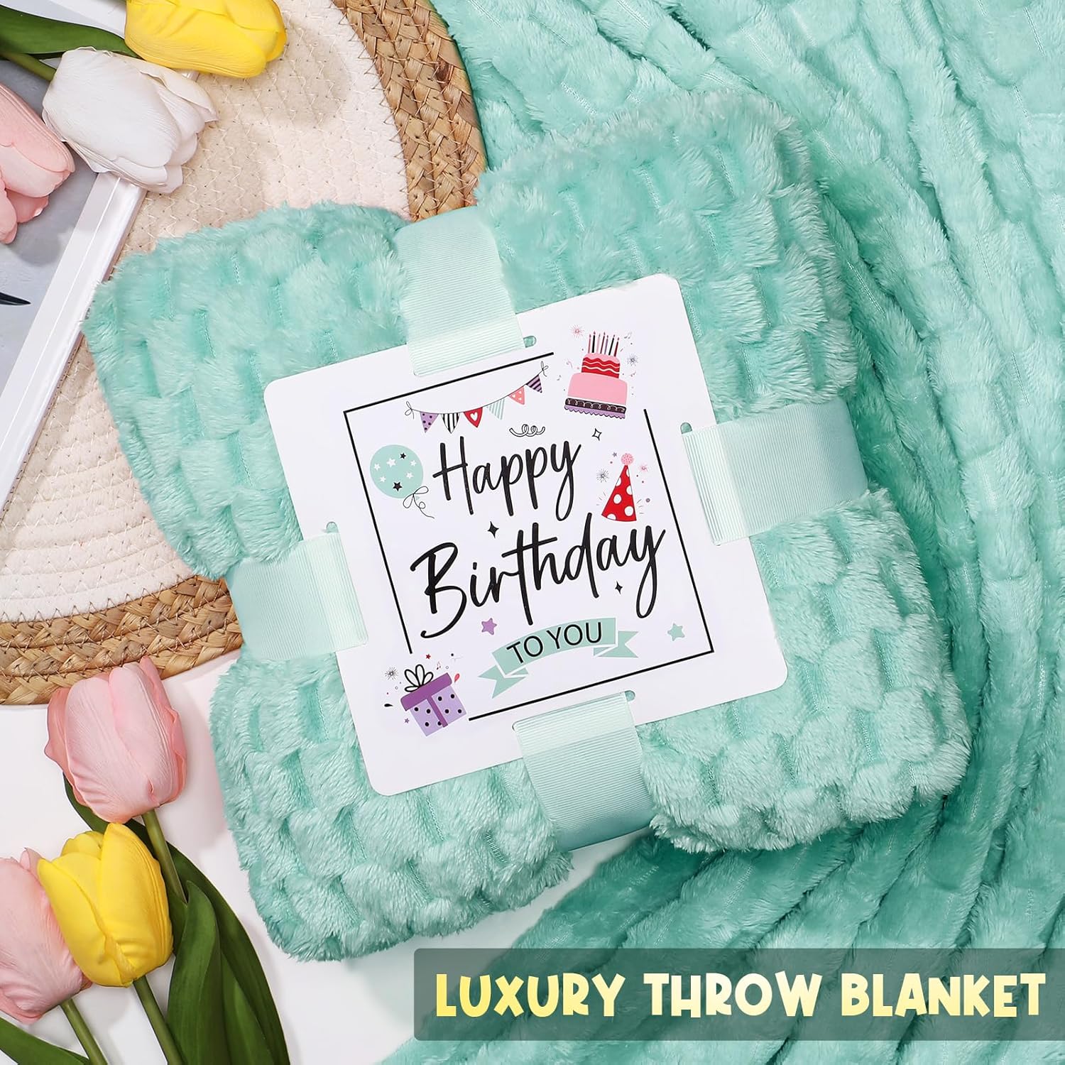 Birthday Gifts for Women Friendship, Unique Happy Birthday Gifts Basket for Mom Her Best Friend Sister Wife Girlfriend Coworker, Luxury Self Care Box Ocean Relaxing Spa Gifts Set for Women w/ Blanket - Image 4