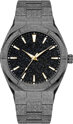 Gosasa Top Brand Luxury Watch for Men Starry Sky Fashion Mens Watches Stainless Steel High-Grade Frosted Watch Luminous Japan Quartz Stylish Waterproof Male Wristwatch