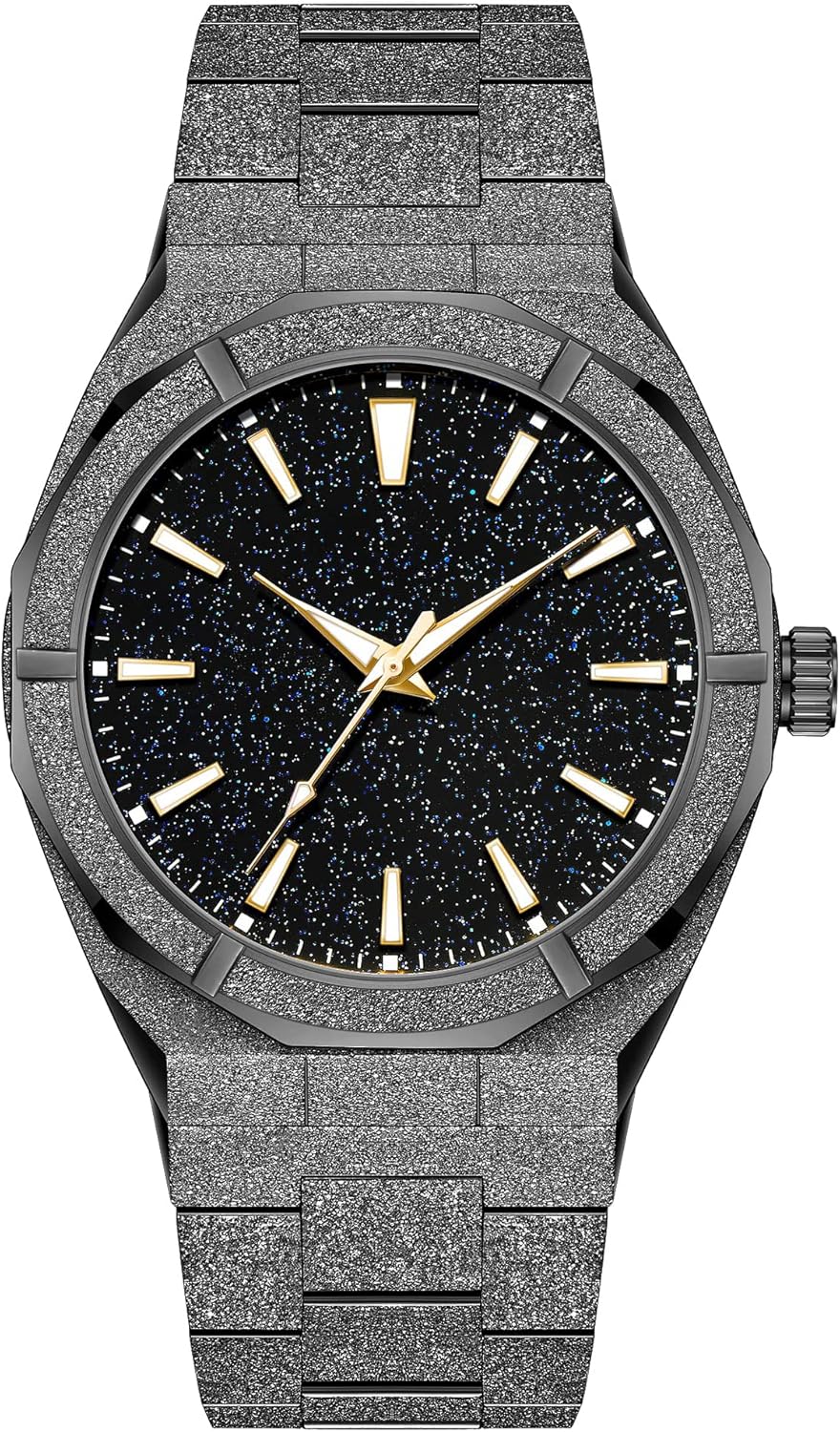 Gosasa Top Brand Luxury Watch for Men Starry Sky Fashion Mens Watches Stainless Steel High-Grade Frosted Watch Luminous Japan Quartz Stylish Waterproof Male Wristwatch