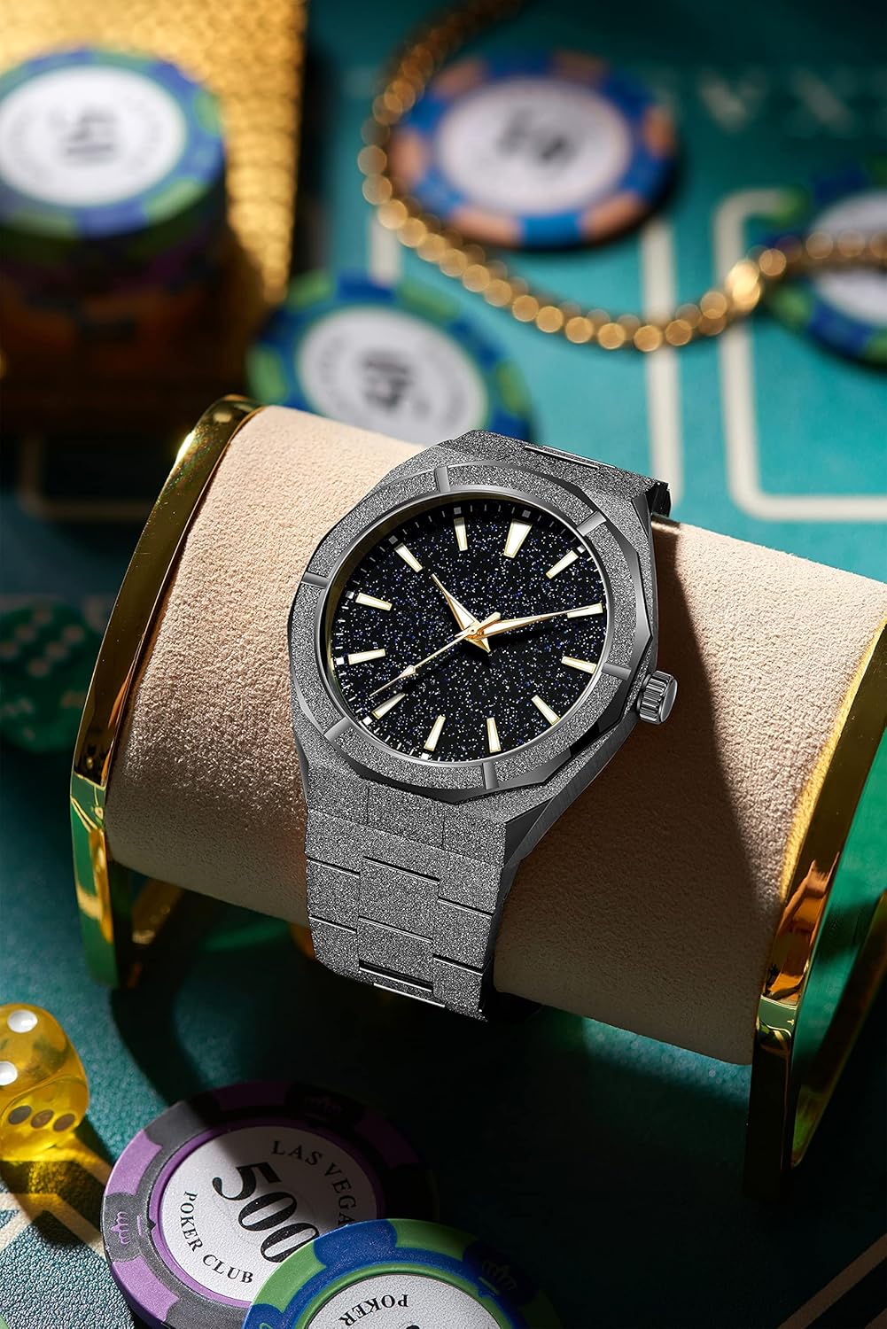 Gosasa Top Brand Luxury Watch for Men Starry Sky Fashion Mens Watches Stainless Steel High-Grade Frosted Watch Luminous Japan Quartz Stylish Waterproof Male Wristwatch - Image 3