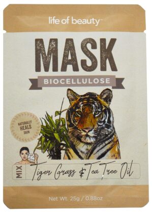 Korean Face Mask, Biocellulose Korean Skin Care Facial Mask w/ Collagen, Tiger Grass and Tea Tree Oil Sheet Mask, 1 Pack