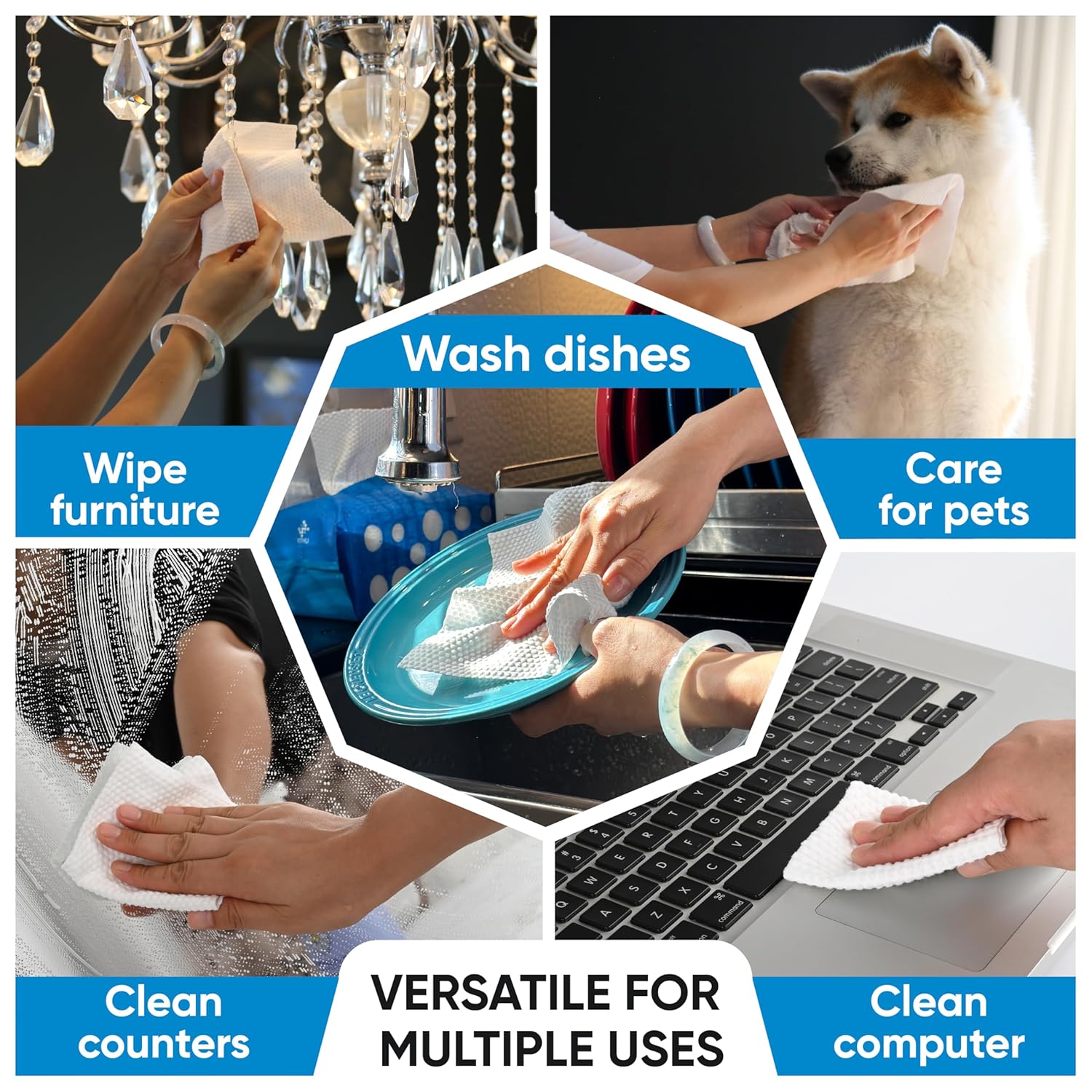 WITHU travel disposable face towels,face towelettes disposable,Ultra Soft Biodegradable Makeup Remover Wipes, facial wipes Facial Cleansing, Multi-Use Dry Washcloths for All Skin Types/Travel 20 Ct - Image 6