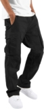 Mens Cargo Pants,Soft Fleece Relaxed Fit Open Bottom Moisture Wicking Breathable Sweatpants with Pockets