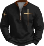 Men’s Crew Necks Sweatshirts Mens Quarter-Zip Pullover Sweater Casual Mock Neck Winter Warm Ribbed Polo Sweaters