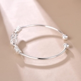 Stylish Pure 925 Sterling Silver Bangle Bracelets Adjustable Simple Open Cuff Jewelry for Women Gifts with Unique Design Cater to Diverse Occasions