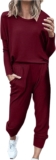 2 Piece Sets for Women Fall Two Piece Outfit Long Sleeve Pant Joggers Tracksuit Sets Comfy