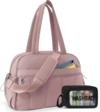 Travel Duffle Bag, Gym Bag for Women with Washbag Toiletry Bag, Large Carry on Weekender Bags for Women, Water Resistant Overnight Duffel Bags for Sports Workout or Hospital(Pink)