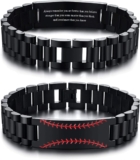 VNOX Baseball/Soccer/Football/Bastketball Gifts for Men Boys, Personalized Engraved Inspiration Quote Baseball Jersey Bracelet for Athletes Baseball Player Stainless Steel Wristband
