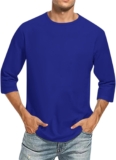 3/4 Sleeve Shirt for Men Solid Crewneck Tops Beach Casual Plus Size Loose Fit T Shirts Comfortable Baseball T-Shirt