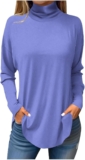 Womens Long Sleeve Shirts Turtleneck Long Sleeve Tunic Casual Loose Fit Tunics Tops Wear with Leggings