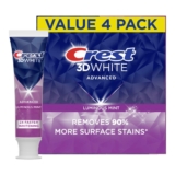 Crest 3D White Advanced Luminous Mint Teeth Whitening Toothpaste, Crest Toothpaste, 3.7 oz Pack of 4 – Helps Remove Surface Stains, Whitens Teeth, Strengthens Tooth Enamel, Protects Against Cavities