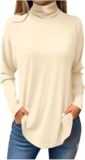 Womens Long Sleeve Shirts Turtle Necks Tops Long Sleeve Shirts Casual Dressy Blouses Drop Shoulder Tunic Tops