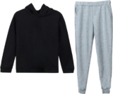 Spring And Autumn Casual Long Sleeved Pants Winter Boys And Girls Hoodie Black Gray Pants Cardigan Set