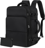 Backpack for Men Women, Small Black Backpack for Traveling on Airplane, Weekender Carry on Backpack Bag, Personal Item Backpack Flight-approved